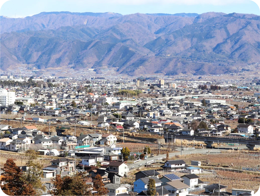 大沢農園 フルーツ・ジェラート自動販売機 セルフルカフェからの風景